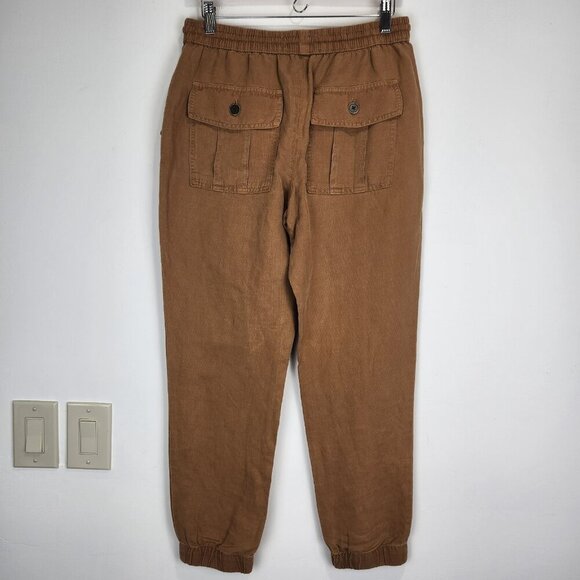 C&C California Linen Blend Jogger Pant Womens S Umber Brown Pull On - Picture 2 of 10